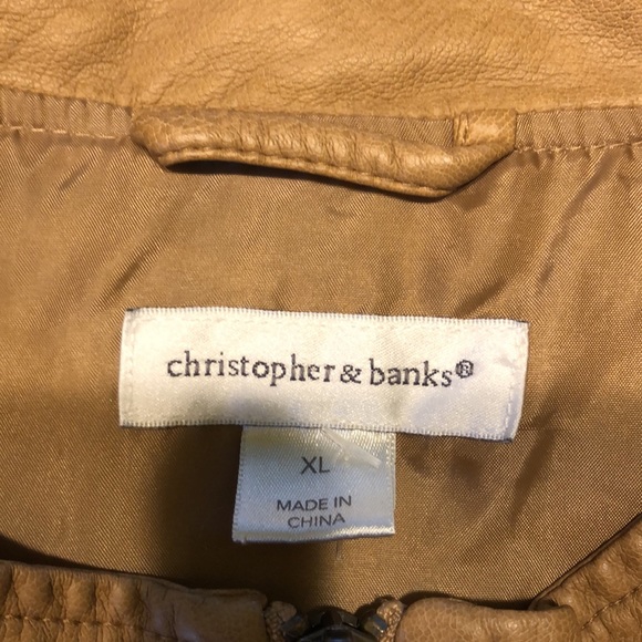 Christopher & Banks Tan Faux Leather Jacket Full Zip XL - Picture 6 of 12